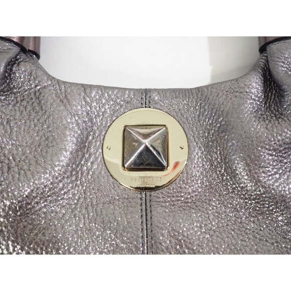 Kate Spade New York Pebbled Shimmering Silver Leather Buckle Closure Hobo Bag - Picture 5 of 9